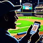**

A person excitedly checking their phone, illuminated by the glow of a baseball team's newsletter on the screen, showcasing early access to ticket sales. The background subtly includes a baseball stadium silhouette and celebratory confetti.

**